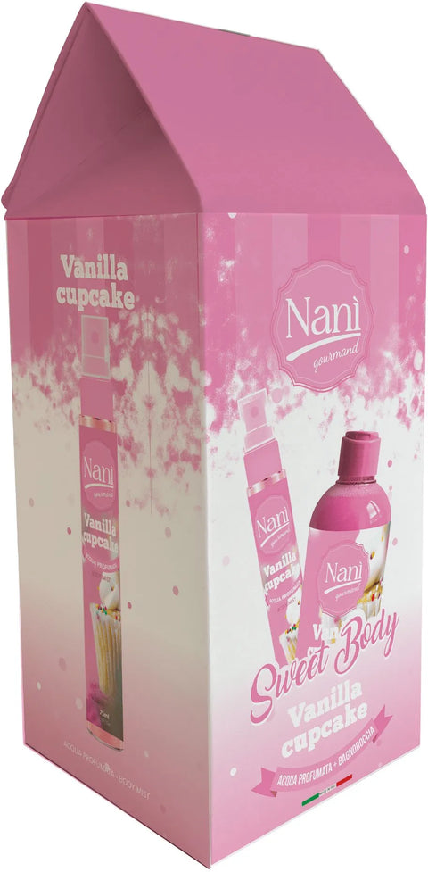 Suarez Nani cadeauverpakking bodymist en bad/douche gourmand vanilla cHemelse-geuren.nlSuarez Nani cadeauverpakking bodymist en baddouche gourmand vanilla cupcake