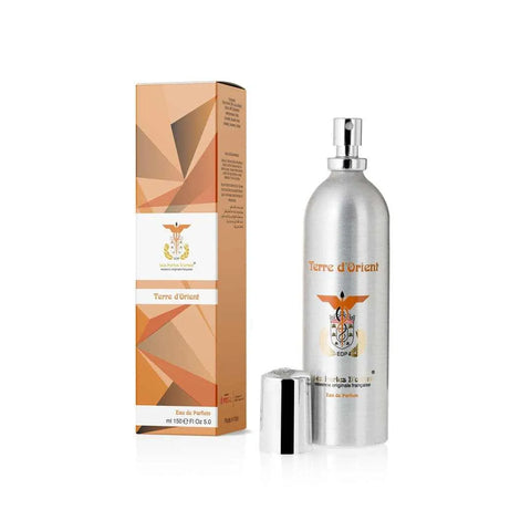 Les perles d'orient eau de parfum terre d'oriente 150ml bottle and packaging with citrus top notes.