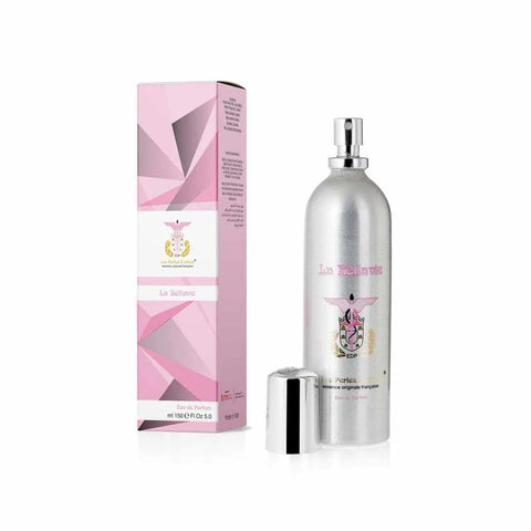Les perles d'orient eau de parfum la bellavie 150ml bottle and packaging with floral and vanilla scent notes.
