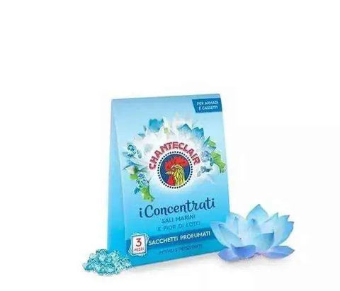 Chante clair geparfumeerde zakjes met zeezout en lotusbloem, drie zakjes voor frisse geur in kasten.
