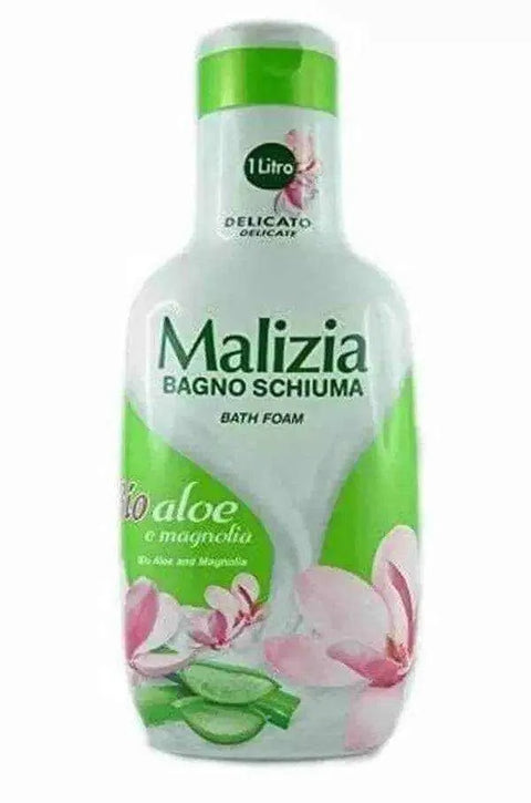 Malizia badcreme biologische aloë vera 1000ml met magnolia geur, zonder parabenen en siliconen.