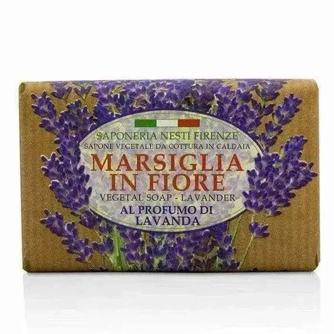Nesti Dante lavender soap bar, natural vegan formula, traditional artisanal saponification, biodegradable.