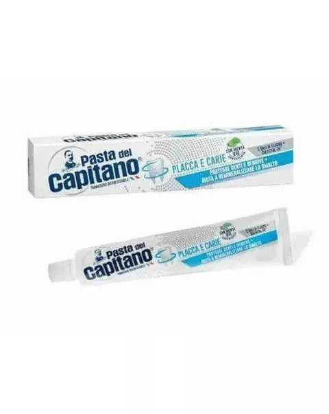 Pasta del Capitano tandpasta tegen tandplak en cariës, 100ml tube, antibacteriële werking met zink, biologische munt, Italiaans merk.