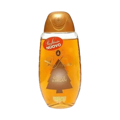 Pino Silvestre douche en shampoo ARGAN 250ml bottle with gold cap and label.