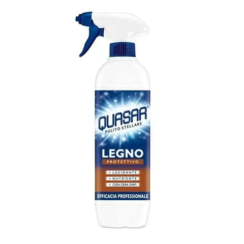 Quasar professionele hout reiniger voor meubels spray met bijenwas 650ml verpakking.