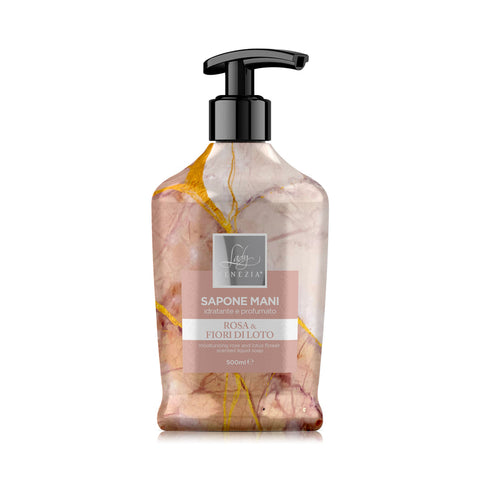 Lady Venezia Collezione Marmi – Luxe Handzeep Rosa e fiori di loto, rozen en lotusbloemen (500 ml) - Hemelse-geuren.nl