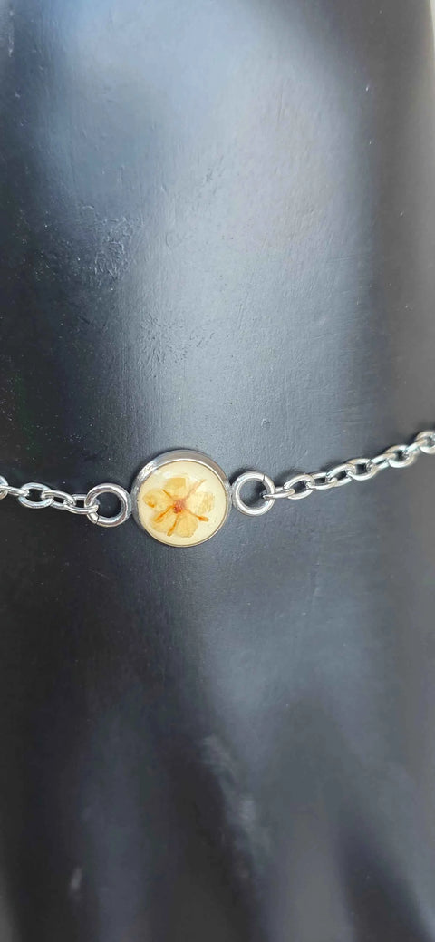 Armband zilverkleur met wilde vlierbloesem handgemaakt op Sardinië Sambuco selvatico bianca fine - Hemelse-geuren.nl