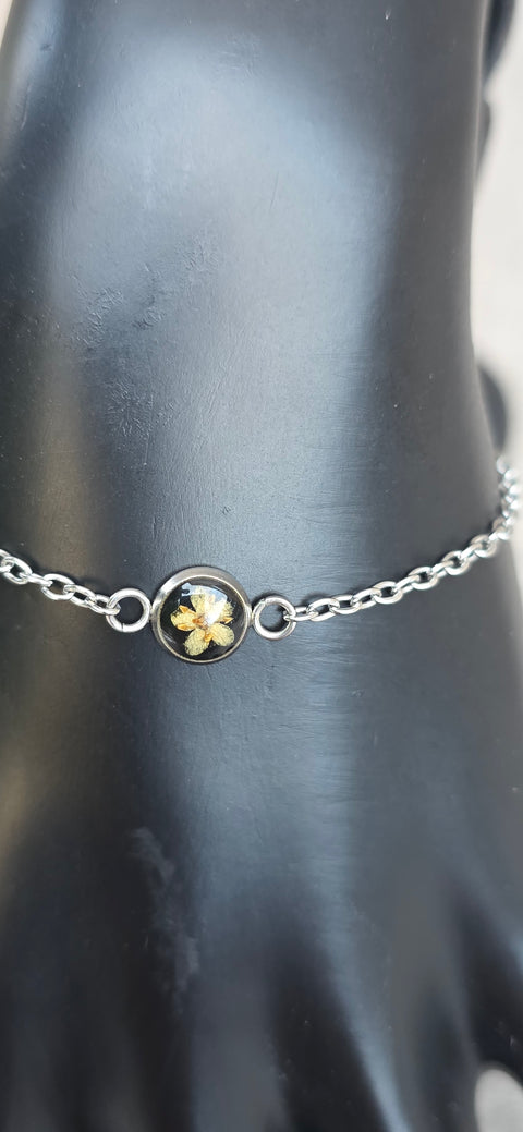 Armband zilverkleur met wilde vlierbloesem handgemaakt op Sardinië Sambuco selvatico nero fine