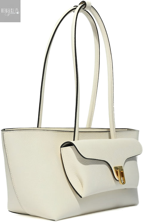 COCCINELLE Double Beat Medium Tas Pearl Wit