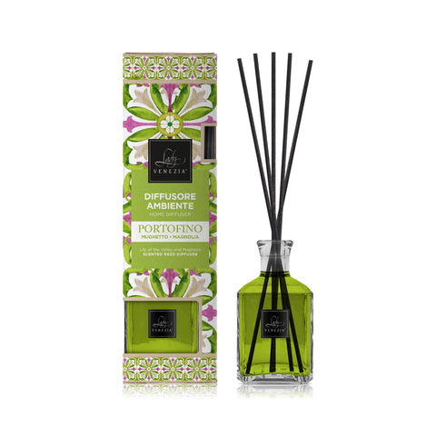 Lady venezia geurstokjes ceramiche portofino lelietje-van-dalen magnolia 250ml - Hemelse-geuren.nl