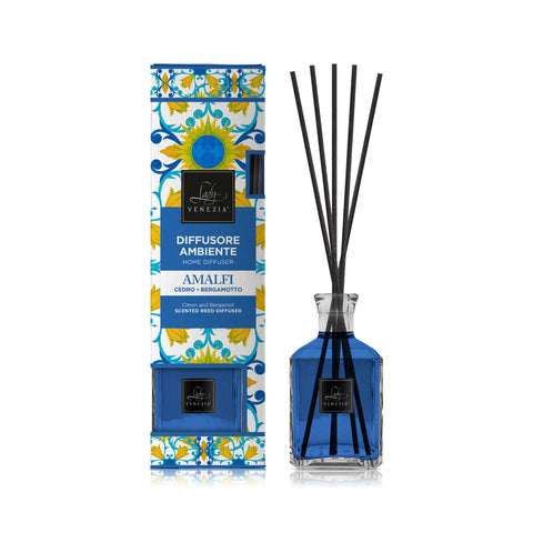 Lady venezia geurstokjes ceramiche amalfi cederhout en bergamot 250ml - Hemelse-geuren.nl