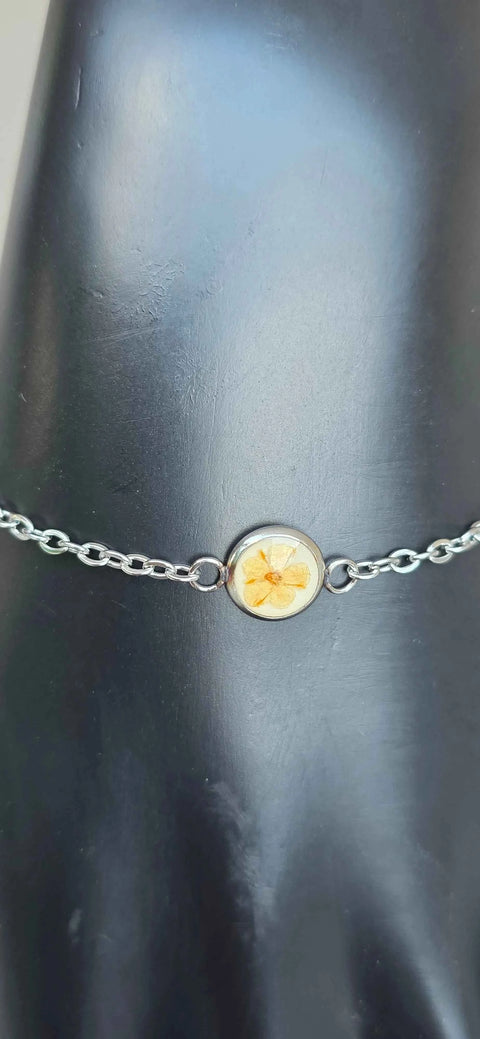 Armband zilverkleur met wilde vlierbloesem handgemaakt op Sardinië Sambuco selvatico bianca fine - Hemelse-geuren.nl