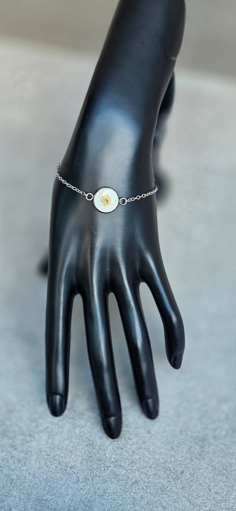 Armband zilverkleur met wilde vlierbloesem handgemaakt op Sardinië Sambuco selvatico bianca media