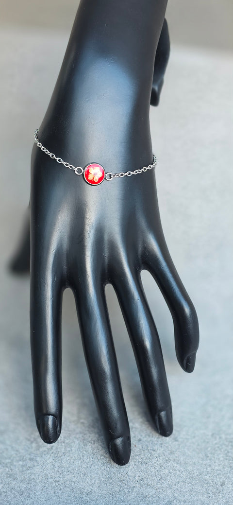 Armband zilverkleur met wilde vlierbloesem handgemaakt op Sardinië Sambuco selvatico rosso media