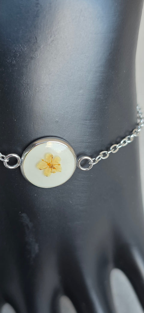 Armband zilverkleur met wilde vlierbloesem handgemaakt op Sardinië Sambuco selvatico bianca media