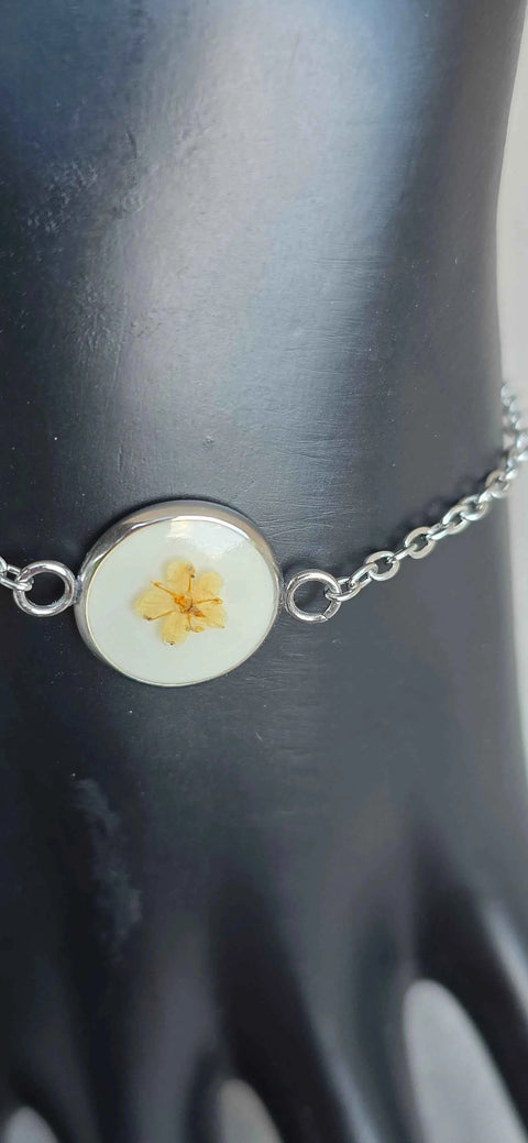 Armband zilverkleur met wilde vlierbloesem handgemaakt op Sardinië Sambuco selvatico bianca media - Hemelse-geuren.nl