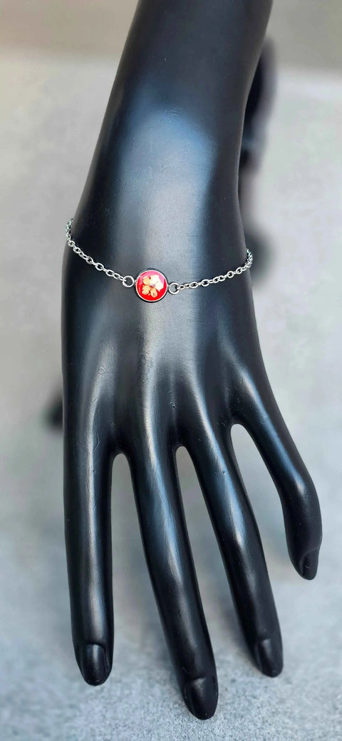 Armband zilverkleur met wilde vlierbloesem handgemaakt op Sardinië Sambuco selvatico rosso media - Hemelse-geuren.nl