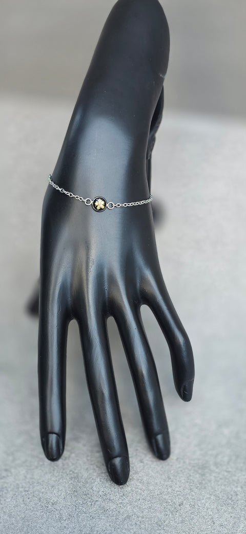 Armband zilverkleur met wilde vlierbloesem handgemaakt op Sardinië Sambuco selvatico nero fine