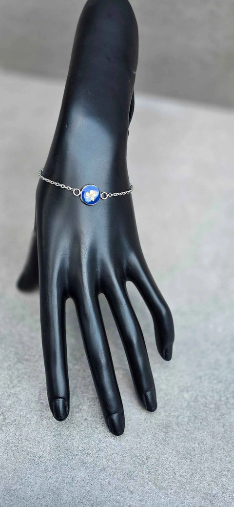 Armband zilverkleur met wilde vlierbloesem handgemaakt op Sardinië Sambuco selvatico blu grande - Hemelse-geuren.nl