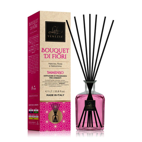 Lady venezia geurstokjes immense bloemenboeket 1 liter - Hemelse-geuren.nl