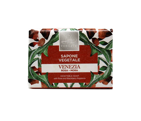 Lady Venezia Ceramiche – Luxe Zeepblokje Venezia met roos en braam (100 g) - Hemelse-geuren.nl