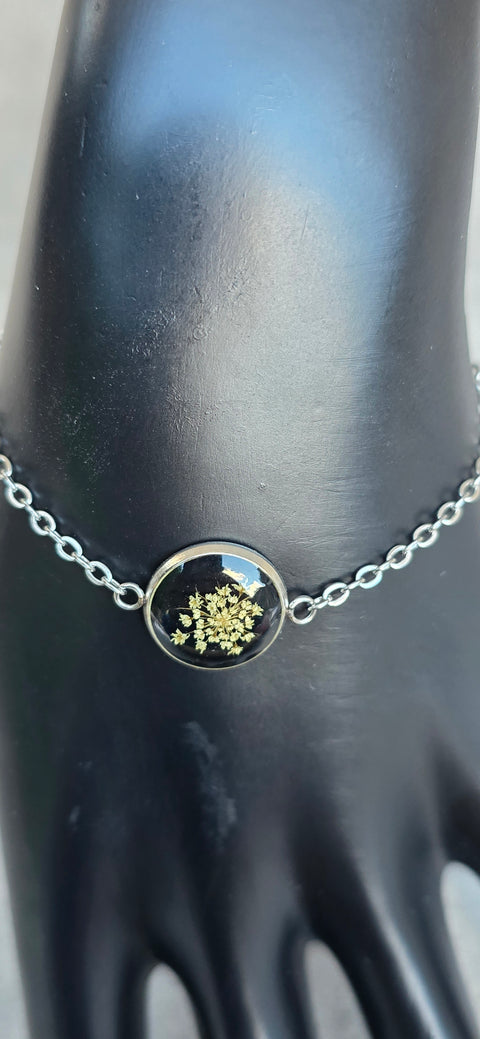 Armband zilverkleur met wilde peen handgemaakt op Sardinië carota selvatico nero grande