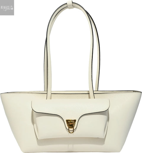 COCCINELLE Double Beat Medium Tas Pearl Wit