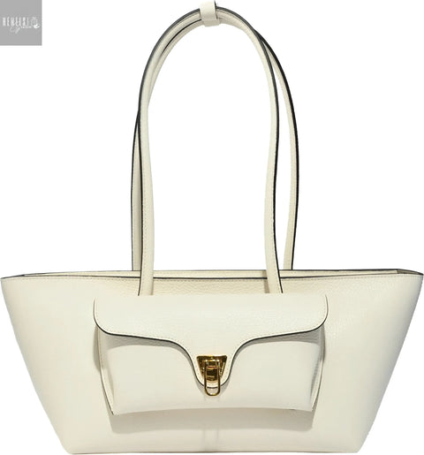 COCCINELLE Double Beat Medium Tas Pearl Wit