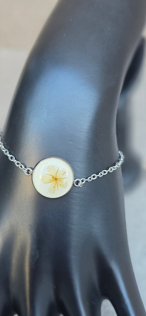 Armband zilverkleur met wilde vlierbloesem handgemaakt op Sardinië Sambuco selvatico bianca grande