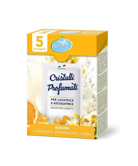 Soft Cristalli washing and drying crystals with citrus fragrance, 5 sachets.