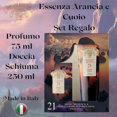 Compagnia Delle Indie cadeauverpakking sinaasappel en leder nr 21 edp 75ml met douchegel 250ml - Hemelse-geuren.nl