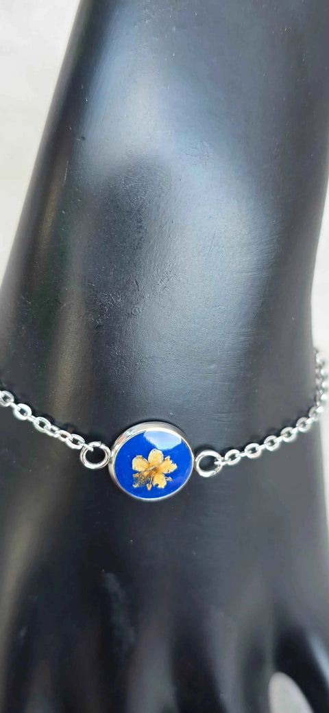 Armband zilverkleur met wilde vlierbloesem handgemaakt op Sardinië Sambuco selvatico blu grande - Hemelse-geuren.nl