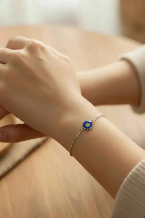 Armband zilverkleur met wilde vlierbloesem handgemaakt op Sardinië Sambuco selvatico blu grande - Hemelse-geuren.nl