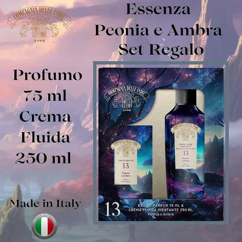 Compagnia Delle Indie cadeauverpakking pioenroos en amber nr 13 edp 75ml met bodylotion 250ml - Hemelse-geuren.nl