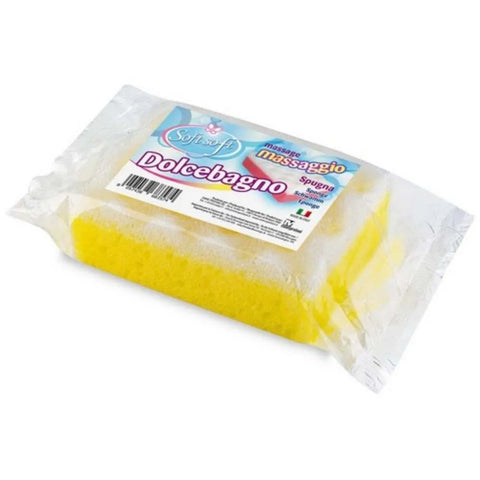 Soft massage badspons in clear packaging for effective skin cleansing and light exfoliation.
