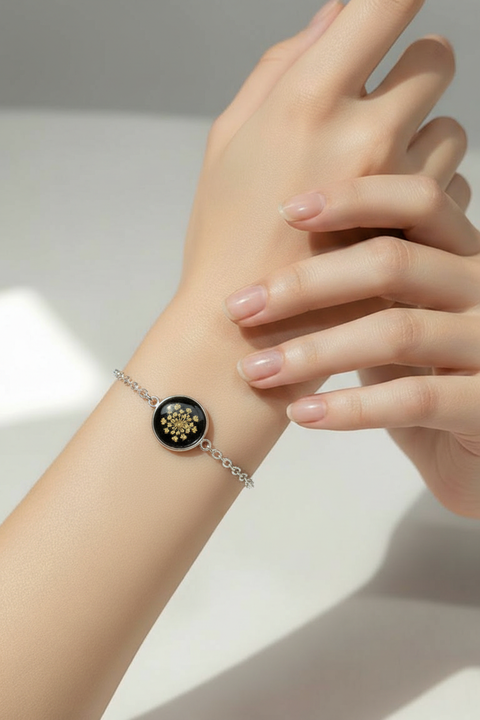 Armband zilverkleur met wilde peen handgemaakt op Sardinië carota selvatico nero grande