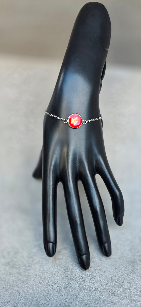 Armband zilverkleur met wilde vlierbloesem handgemaakt op Sardinië Sambuco selvatico rosso grande