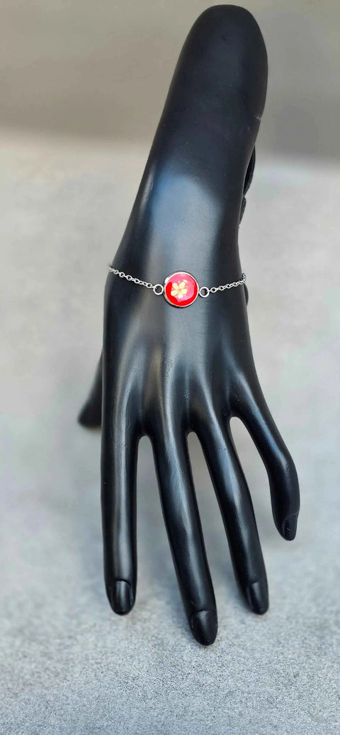 Armband zilverkleur met wilde vlierbloesem handgemaakt op Sardinië Sambuco selvatico rosso grande - Hemelse-geuren.nl