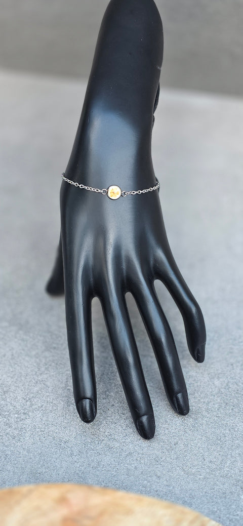 Armband zilverkleur met wilde vlierbloesem handgemaakt op Sardinië Sambuco selvatico bianca fine