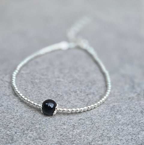 Beschermende Coccu Armband, 925 Zilver met 1 grote onyx steen, Sardisch Amulet tegen Negativiteit