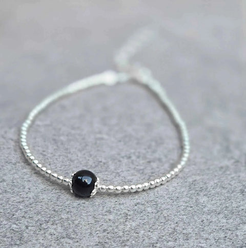 Beschermende Coccu Armband, 925 Zilver met 1 grote onyx steen, Sardisch Amulet tegen Negativiteit - Hemelse-geuren.nl