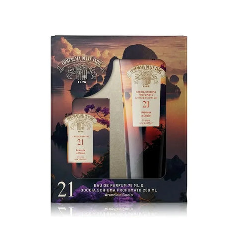 Compagnia Delle Indie cadeauverpakking sinaasappel en leder nr 21 edp 75ml met douchegel 250ml - Hemelse-geuren.nl