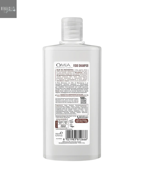 Omia Bio Shampoo Macadamia  voor droog en futloos haar ecologisch en biologisch Hemelse-geuren.nl