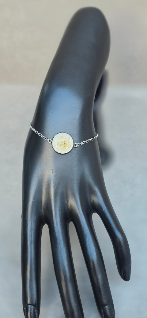 Armband zilverkleur met wilde vlierbloesem handgemaakt op Sardinië Sambuco selvatico bianca grande