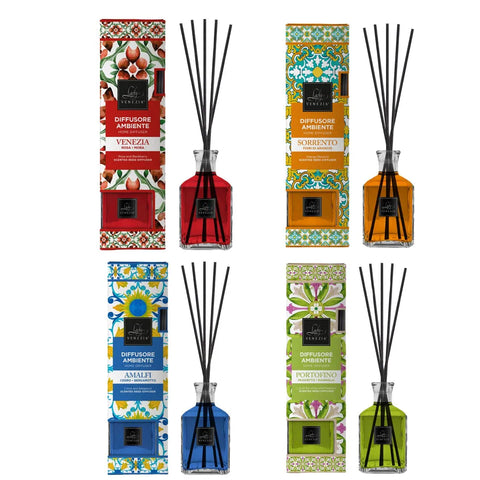 Lady venezia geurstokjes ceramiche portofino lelietje-van-dalen magnolia 250ml - Hemelse-geuren.nl