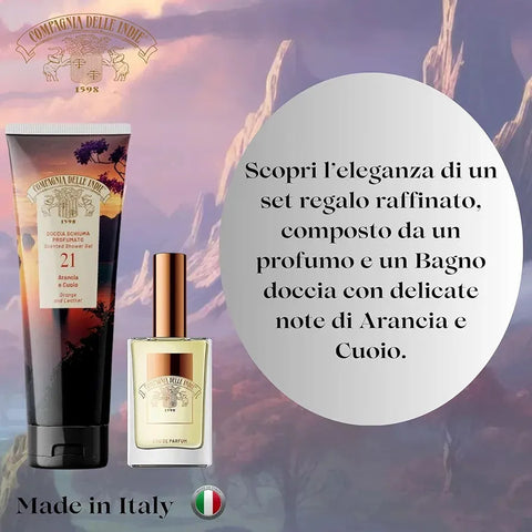 Compagnia Delle Indie cadeauverpakking sinaasappel en leder nr 21 edp 75ml met douchegel 250ml - Hemelse-geuren.nl