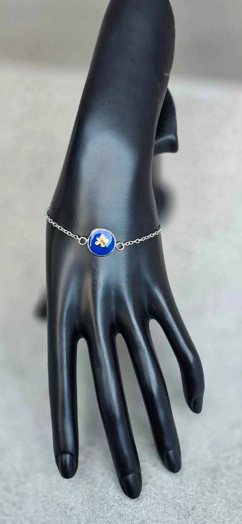 Armband zilverkleur met wilde vlierbloesem handgemaakt op Sardinië Sambuco selvatico blu grande - Hemelse-geuren.nl