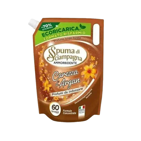 Spuma di sciampagna geconcentreerde wasverzachter argan eco-formaat, 60 wasbeurten, duurzame verpakking.