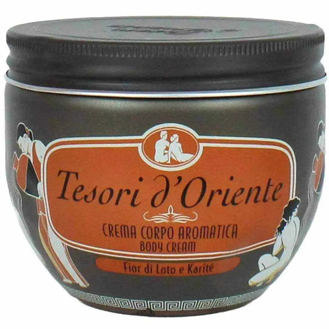 Tesori d'Oriente bodycreme lotusflower 300ml jar with aromatic scent and creamy texture.