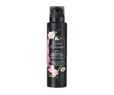 Oriente deodorant spray Chinese orchidee 150ml bottle with floral design.